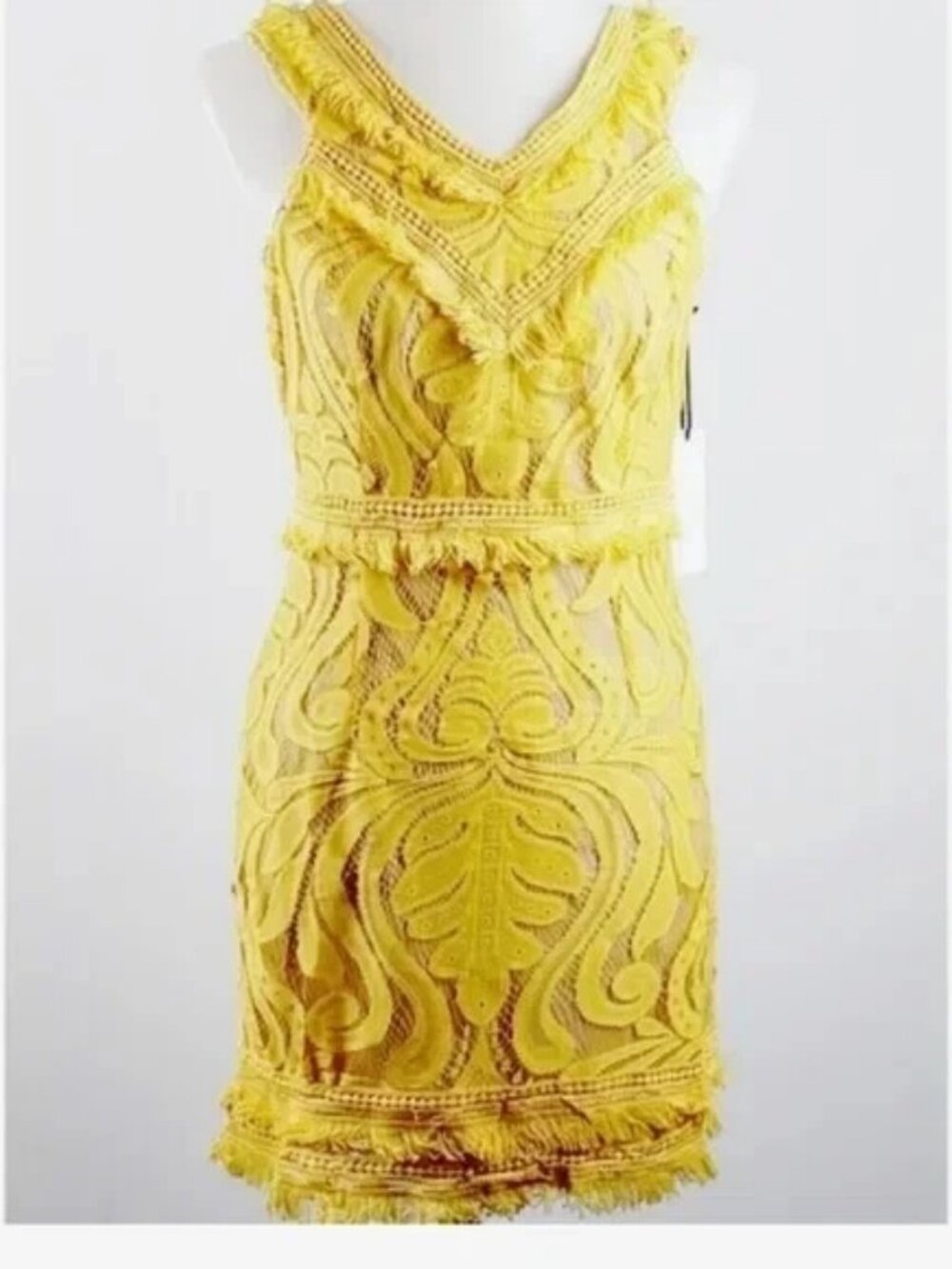 Ryse the Label Kinsley Yellow Lace Fringe Dress Size Medium NWT